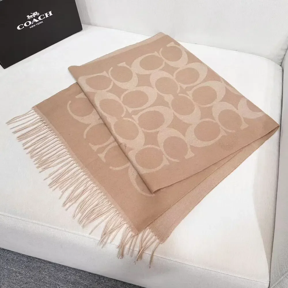Coach beige logo pattern scarf